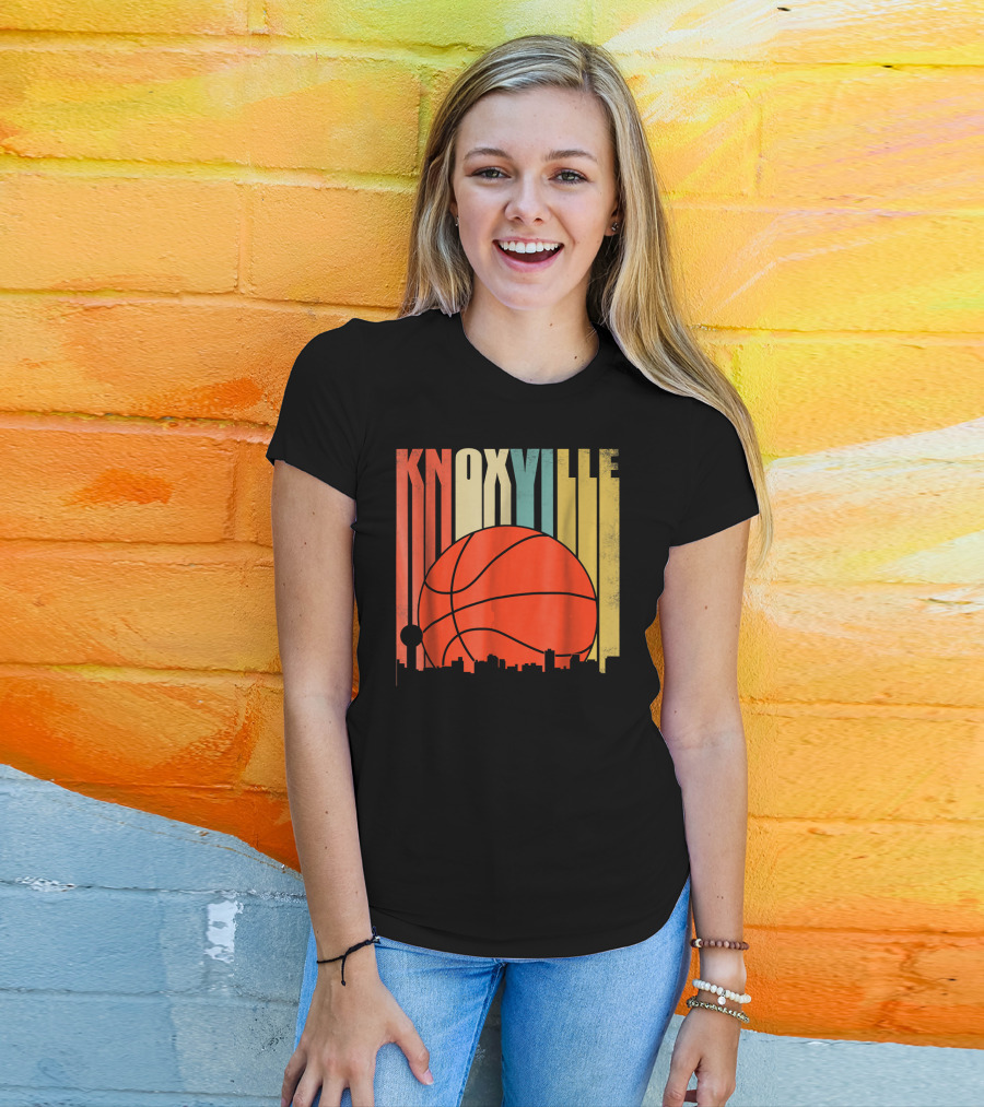 Knoxville Basketball Vintage Tennessee Skyline Sunset T-Shirt