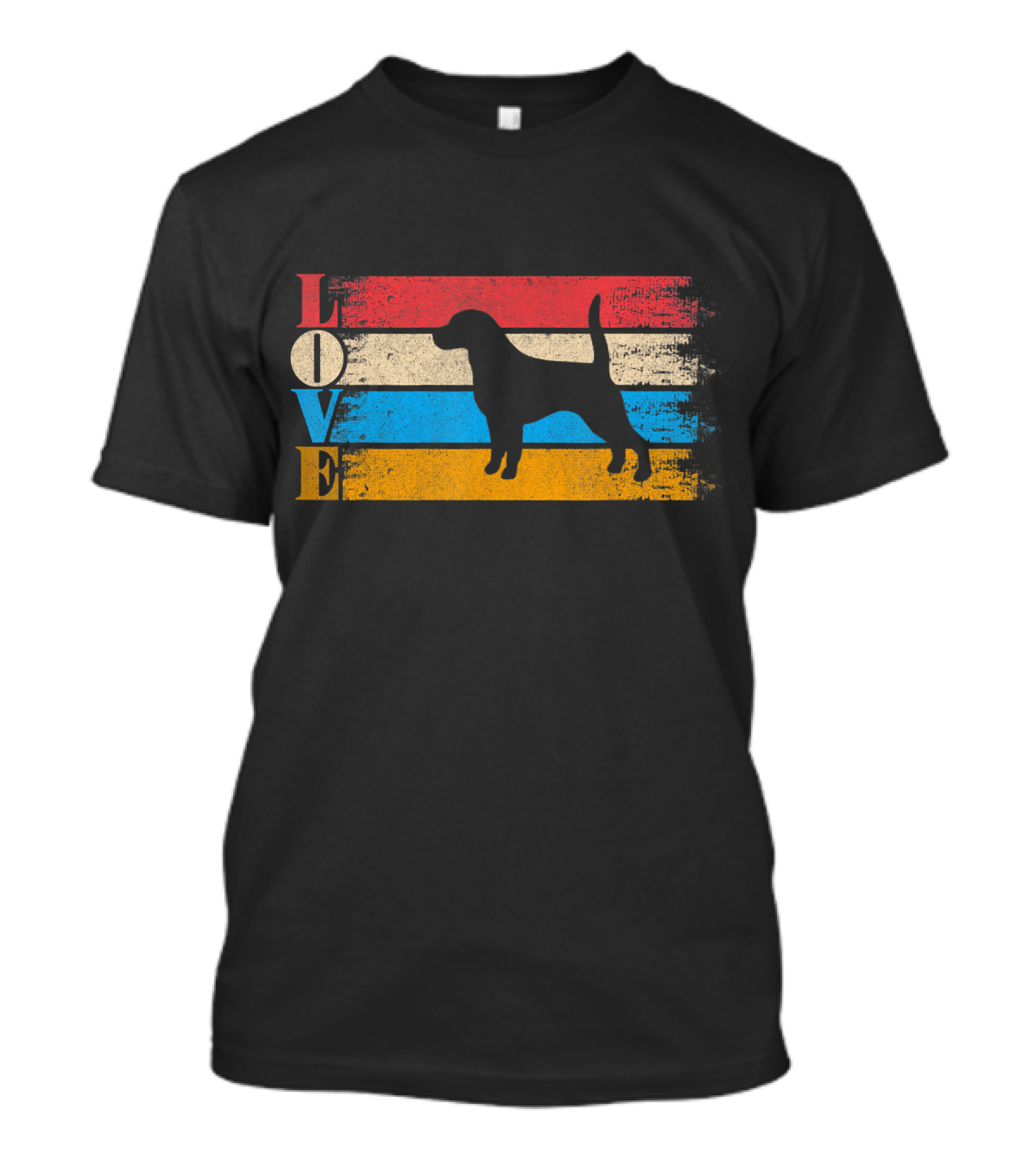 Vintage Love Beagle Dog Silhouette Stripes T-Shirt