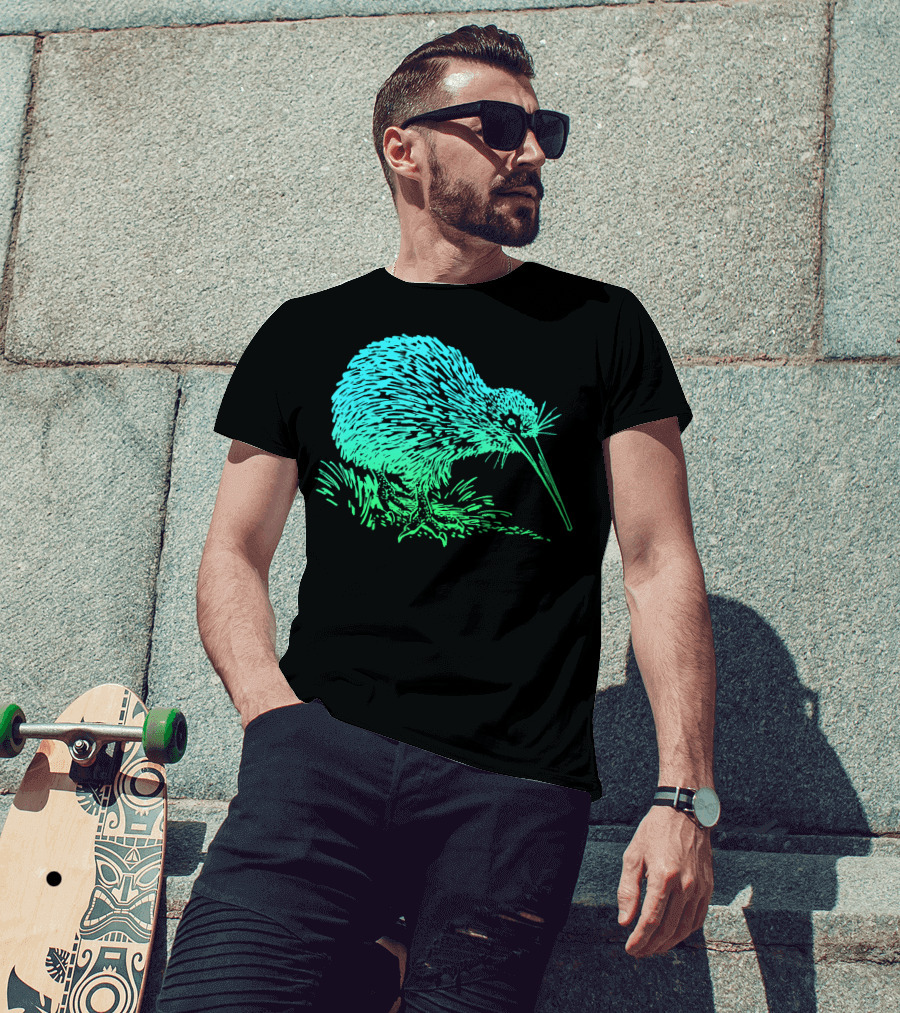 Vintage Neon Kiwi Bird Awesome Retro T-Shirt