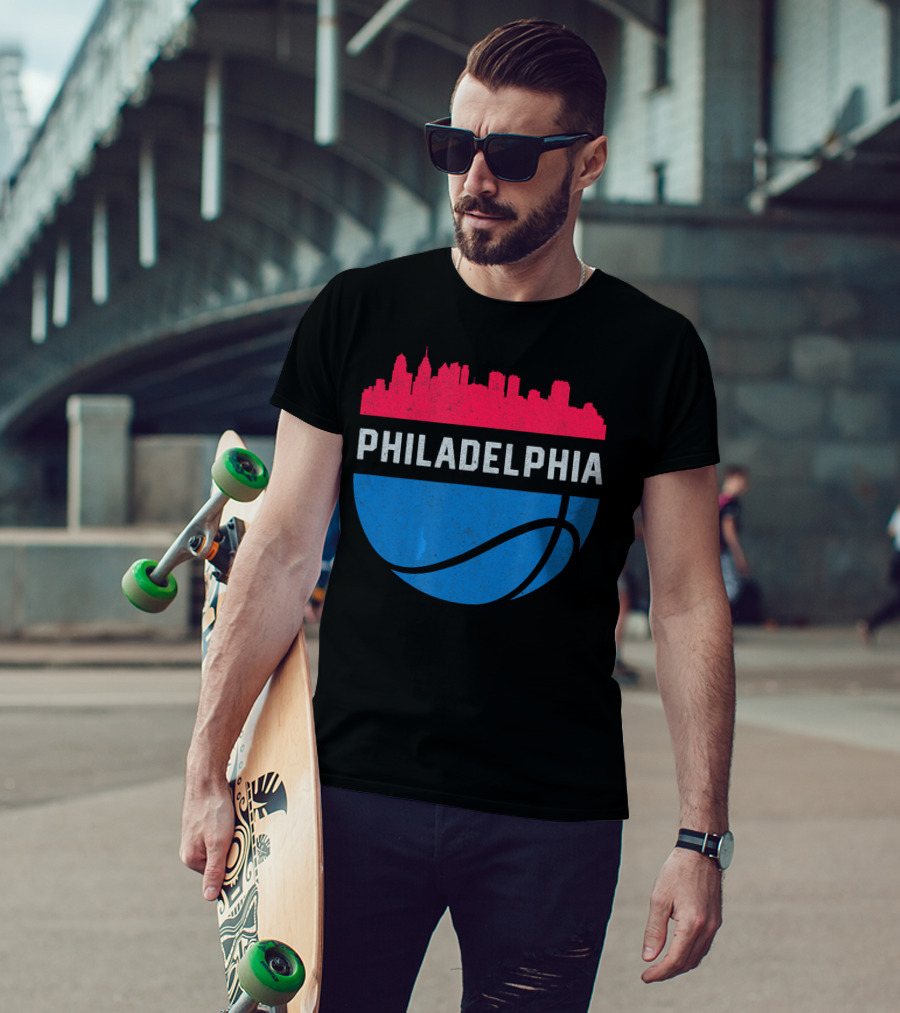Philadelphia Cityscape Basketball T-Shirt