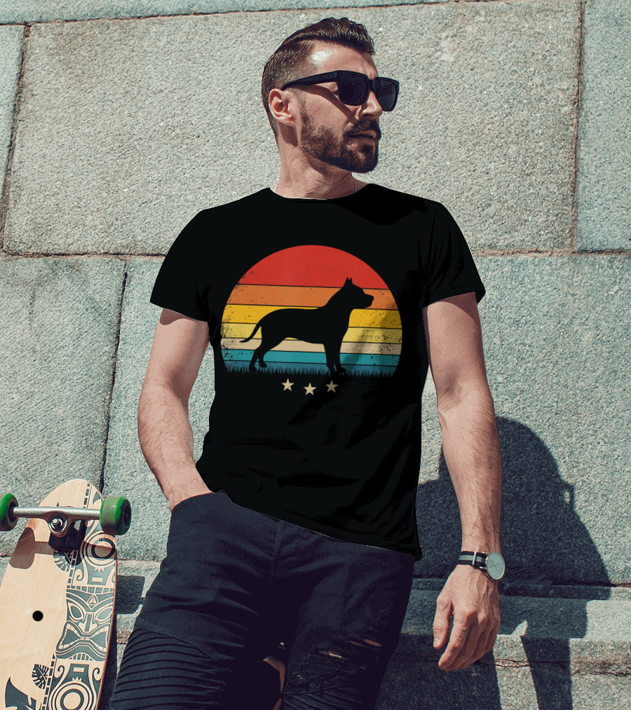 Vintage Pitbull Sunset With Stars T-Shirt