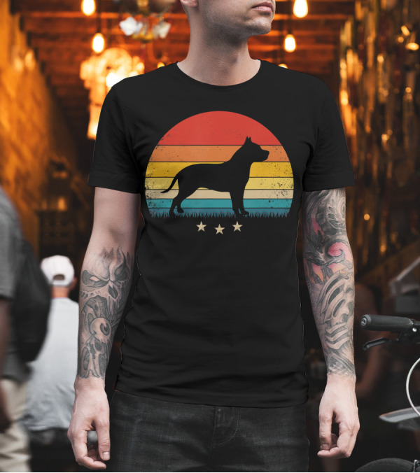 Vintage Pitbull Sunset with Stars T-Shirt Vintage Pitbull Sunset with Stars T-Shirt