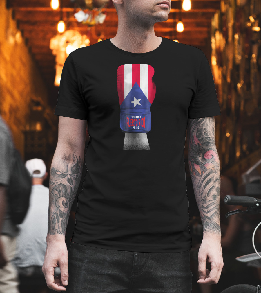 Fighting Puerto Rico Pride Vintage Flag Boxing Gloves T-Shirt