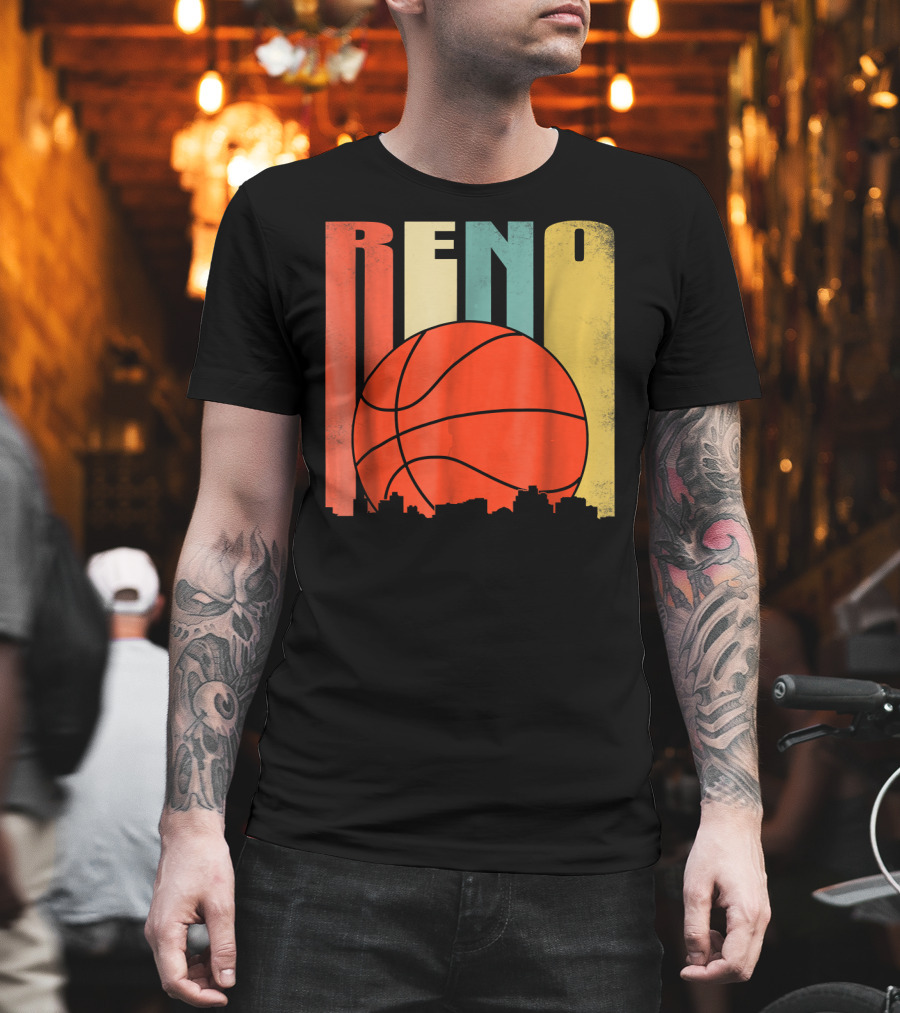 Reno Nevada Retro Basketball Skyline T-Shirt