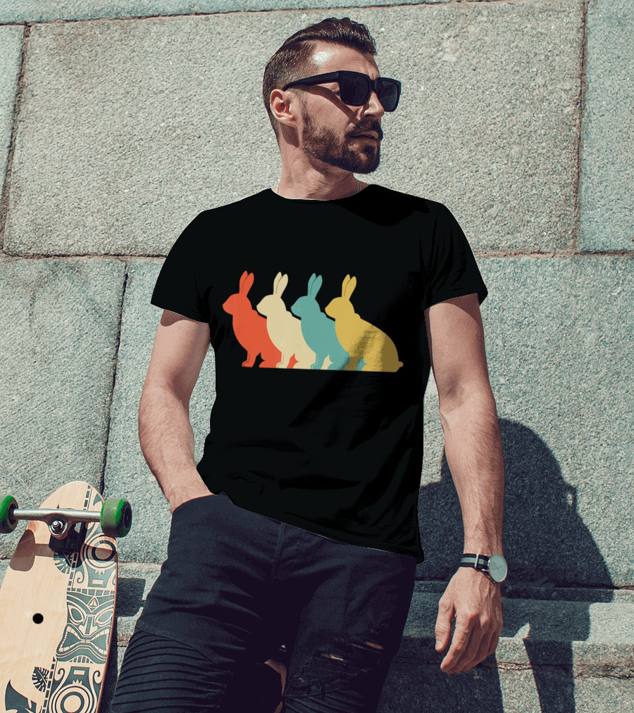 Vintage Art Bunny Rabbit Lover Whispere Four Colorful T-Shirt
