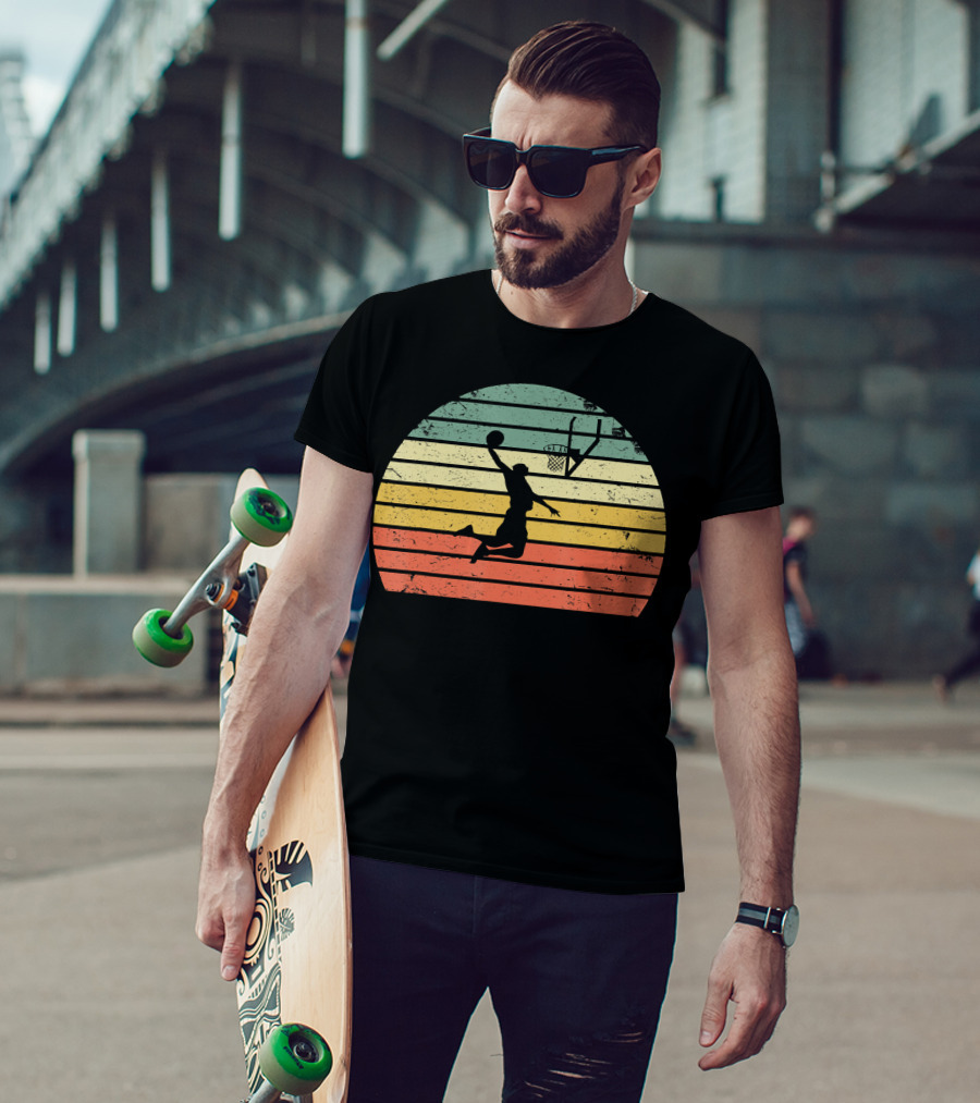 Vintage Basketball Dunk Sunset Retro T-Shirt