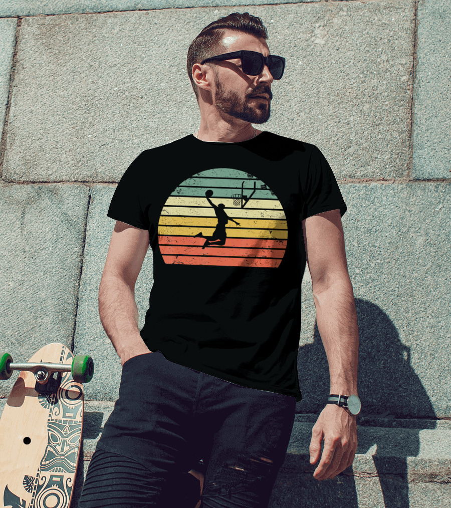 Vintage Basketball Dunk Sunset Retro T-Shirt