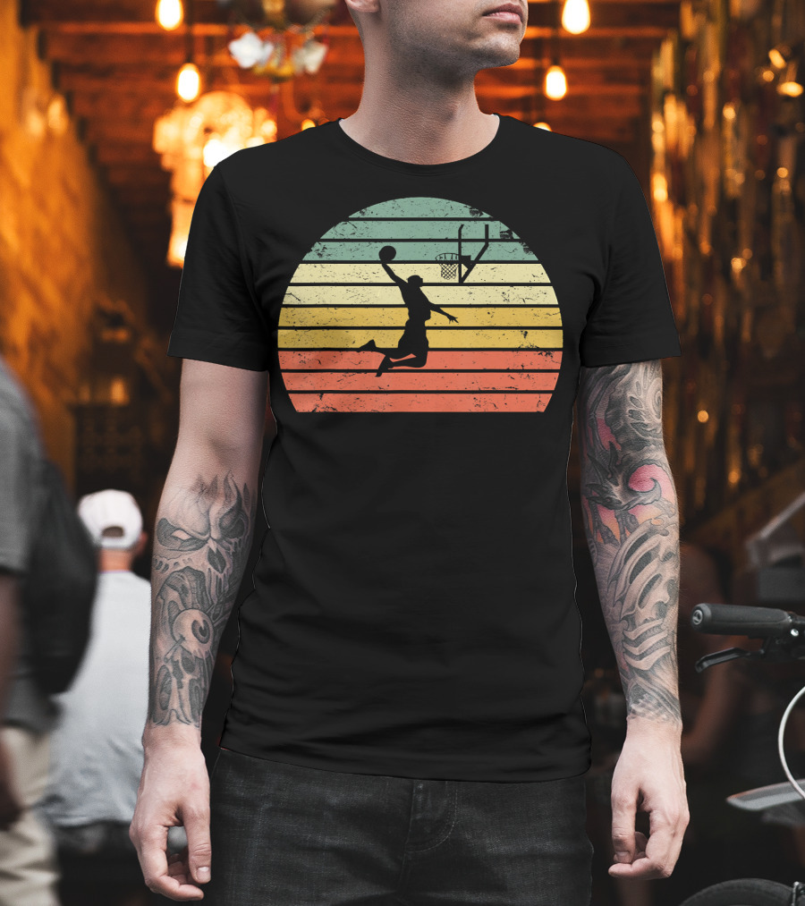 Vintage Basketball Dunk Sunset Retro T-Shirt