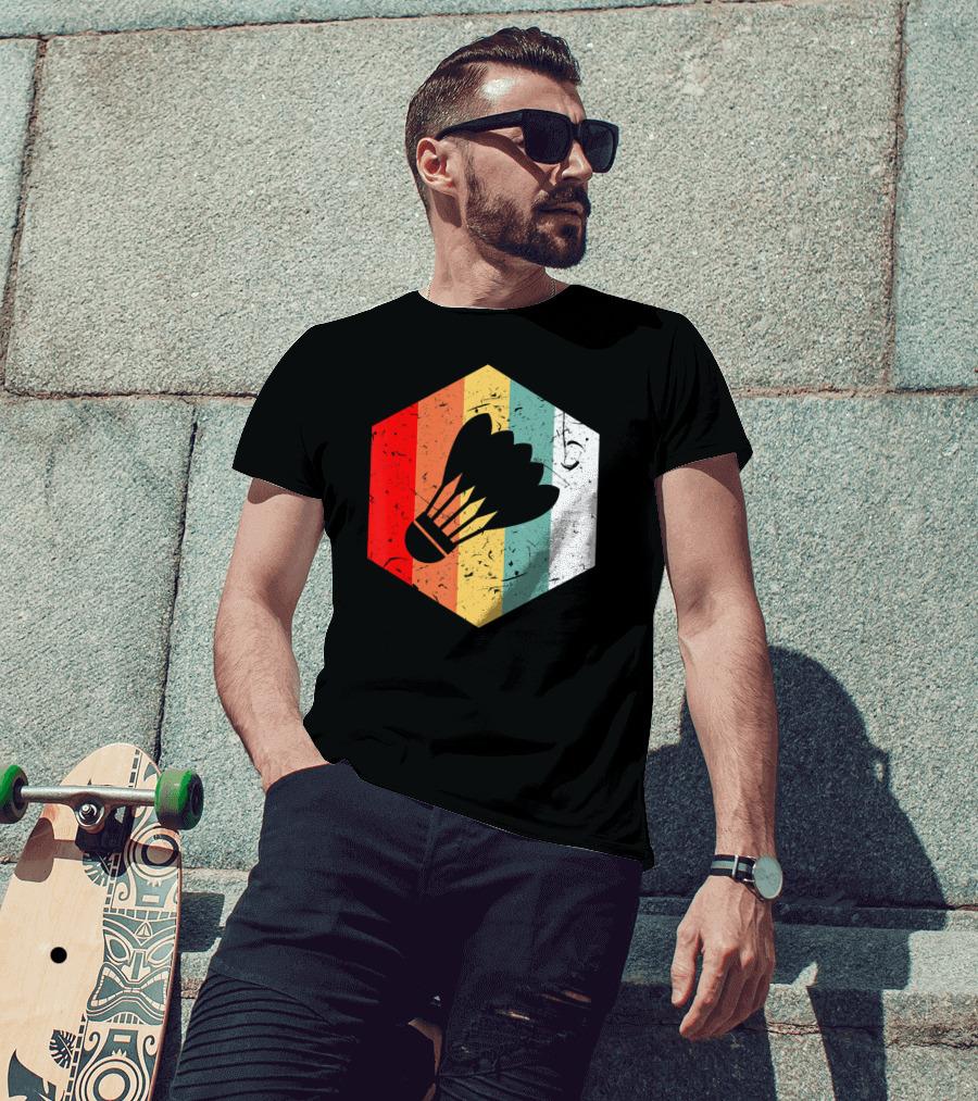 Vintage Shuttlecock Retro Hexagon Sports T-Shirt