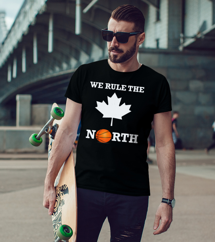 We Rule The North Canada Basketball Maple Leaf Orange Ball T-Shirt