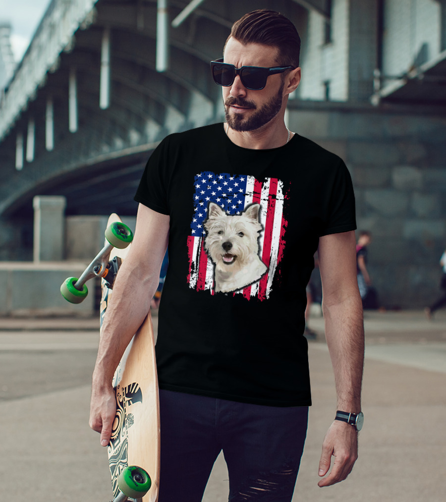 Westie USA Flag Independence Day T-Shirt