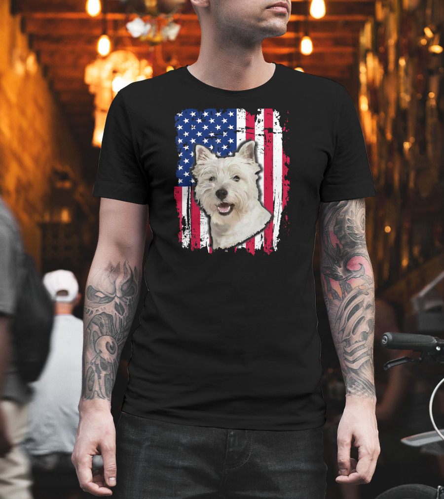 Westie USA Flag Independence Day T-Shirt