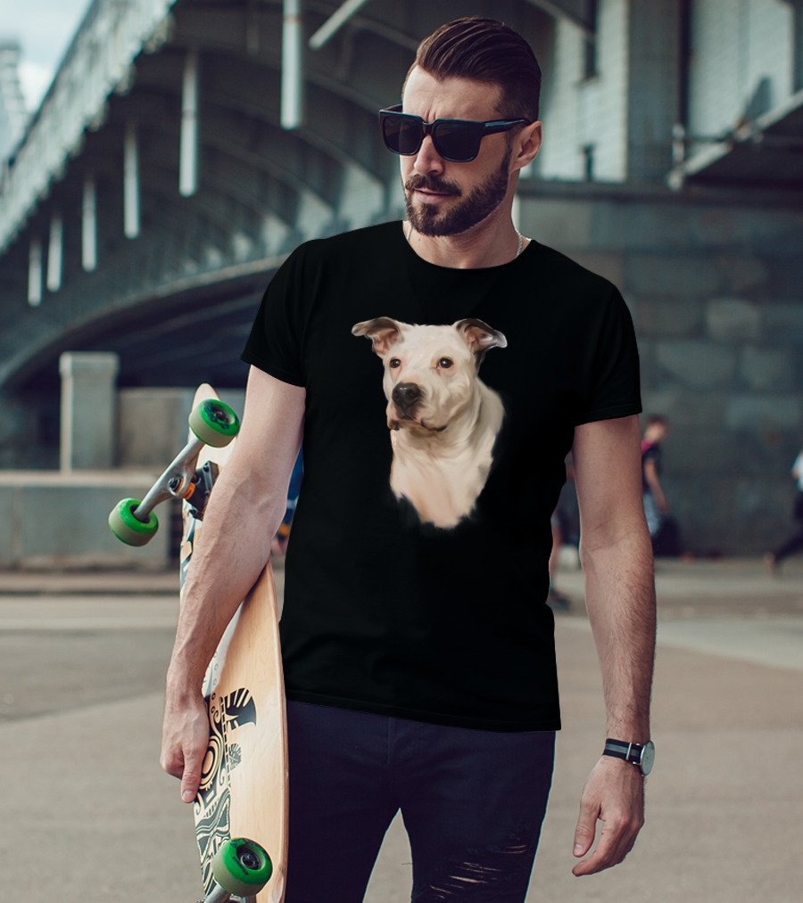 White Pit Bull Dog Portrait For Pitbull Lovers T-Shirt