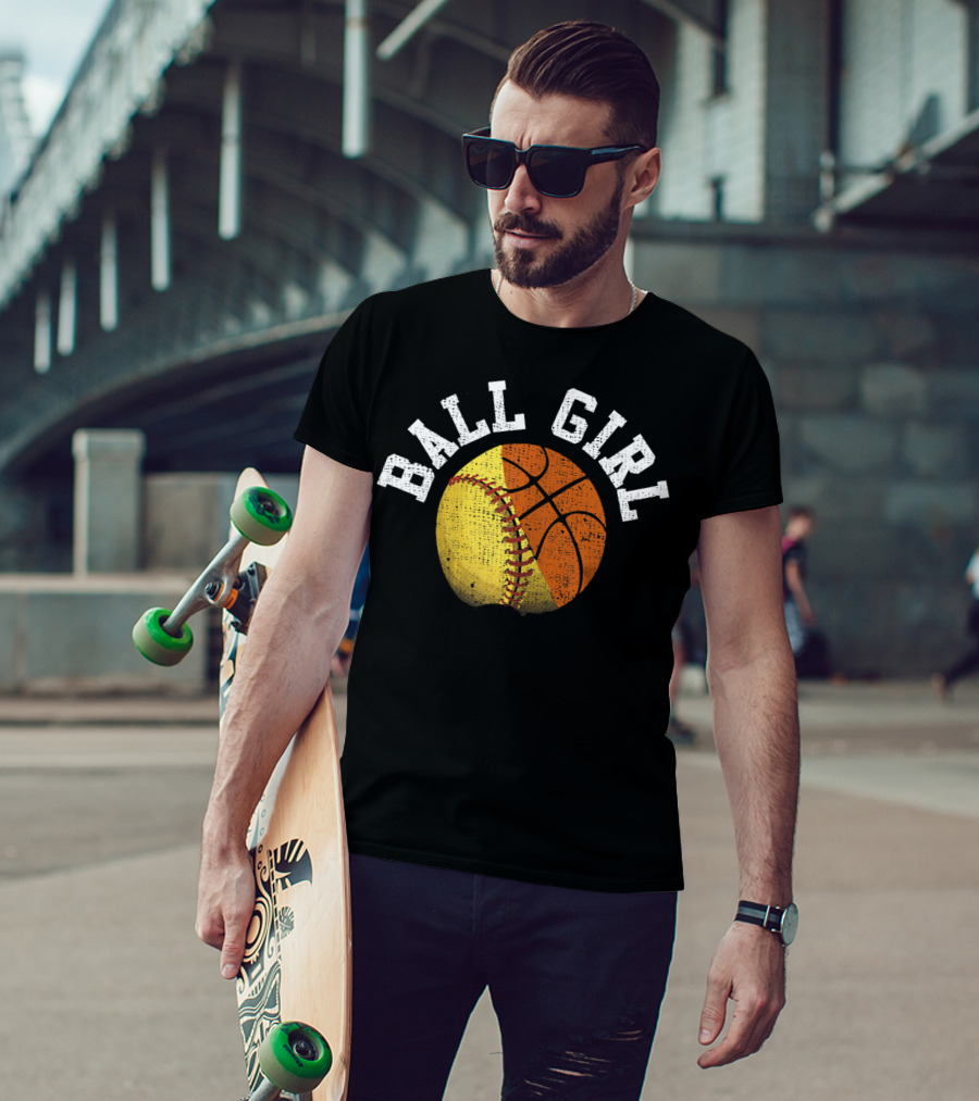 Ball Girl Funny Softball Basketball Combo T-Shirt