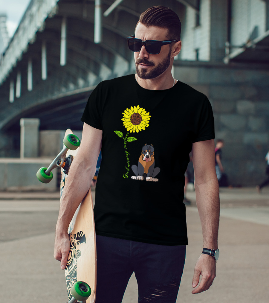 Good Morning Sunshine Pitbull With Sunflower T-Shirt