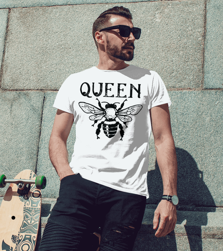 Queen Bee Beekeeper Honey Lover Serene Monarch Insect Emblem T-Shirt