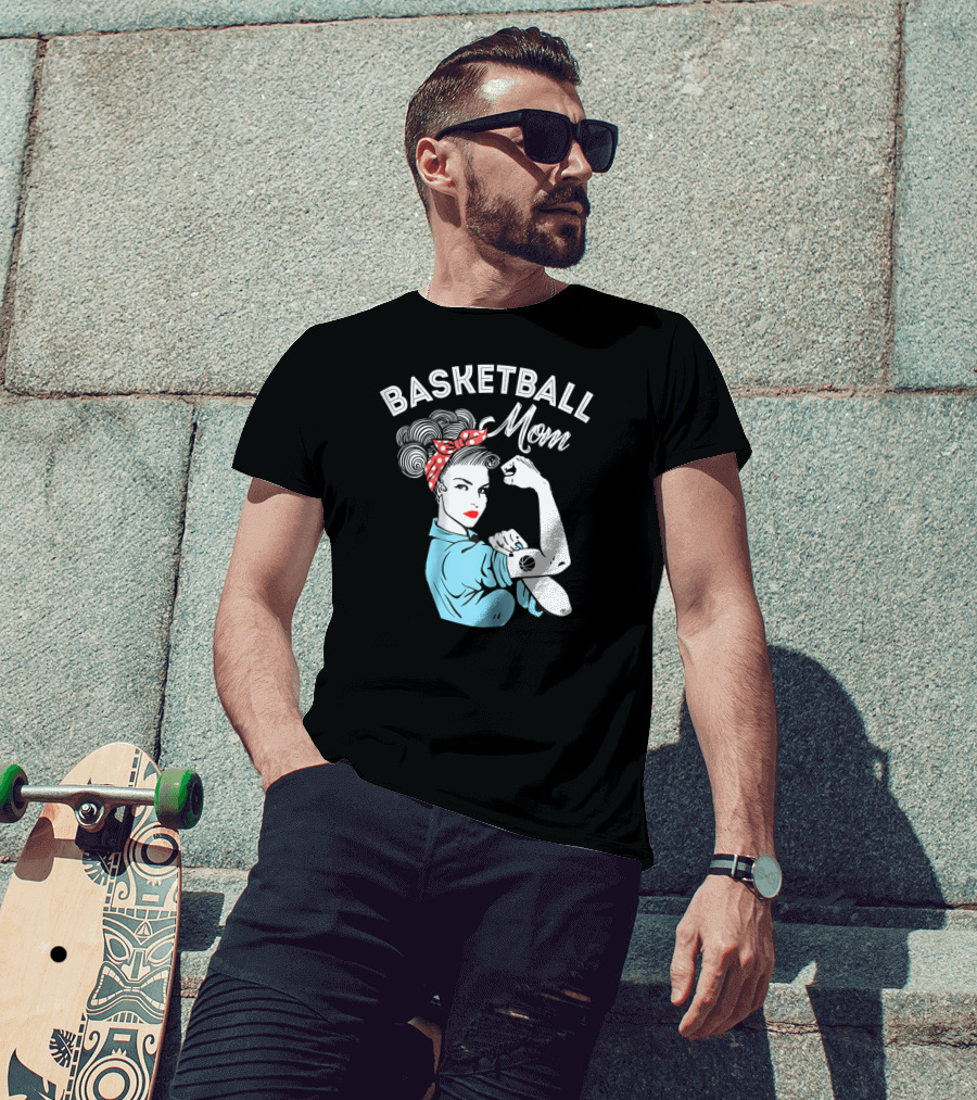 Basketball Mom Retro Strong Iconic Rosie Flexing T-Shirt