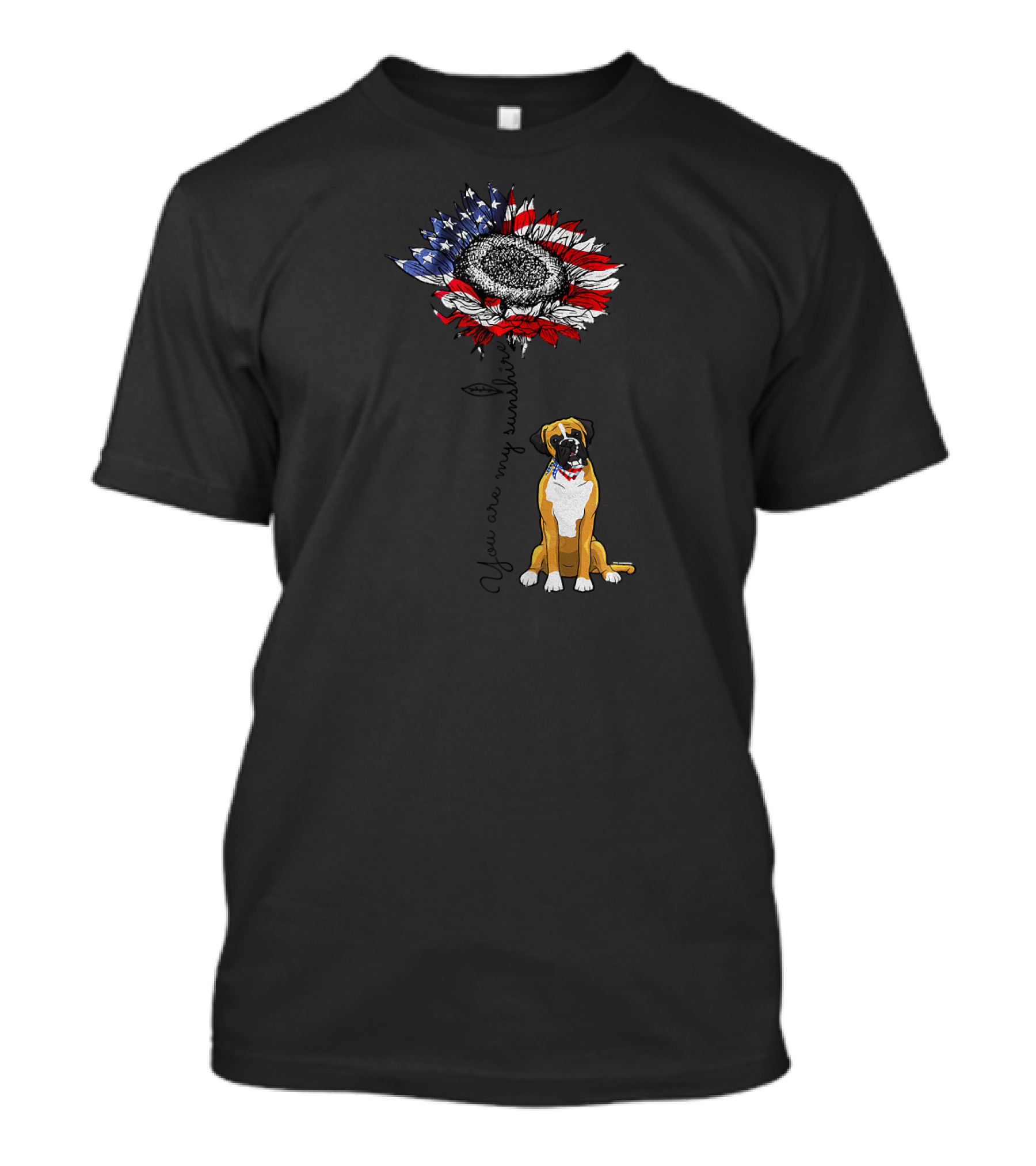 You Are My Sunshine Boxer Dog American Flag Sunflower T-Shirt