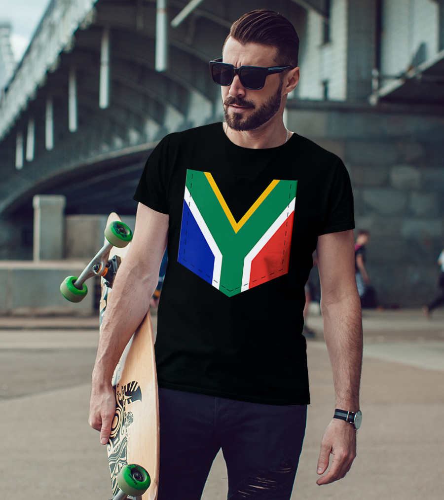 South Africa Flag Pocket Style With Printed Sout T-Shirt