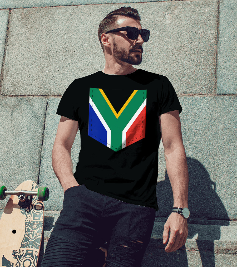 South Africa Flag Pocket Style With Printed Sout T-Shirt