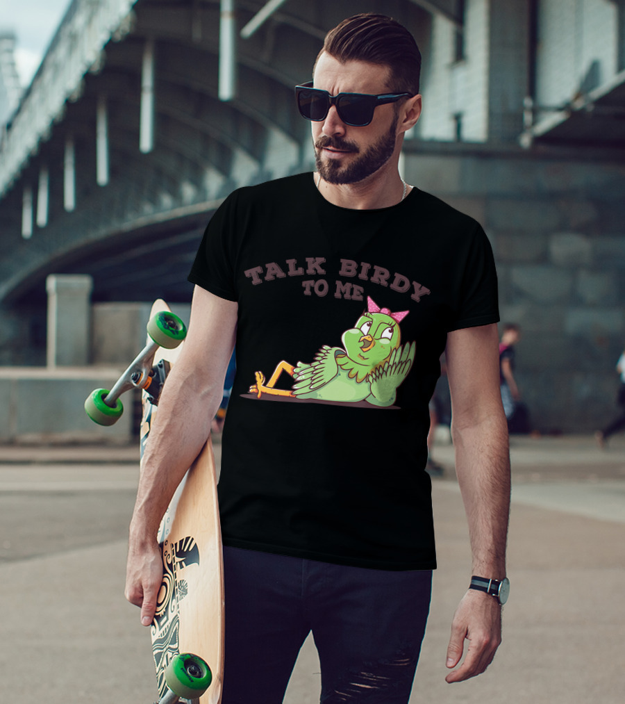 Talk Birdy To Me Funny Parrot Bird Relaxing With Bow T-Shirt