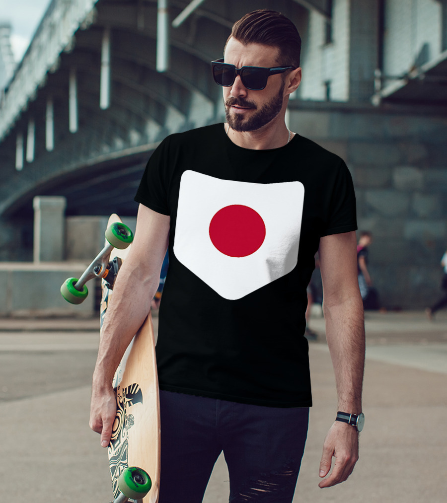 Japan Symbol Emblem With Printed Japanese Flag T-Shirt