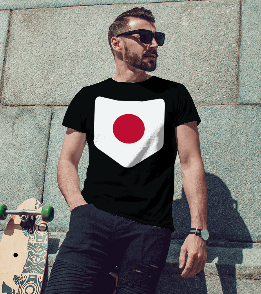 Japan Symbol Emblem With Printed Japanese Flag T-Shirt