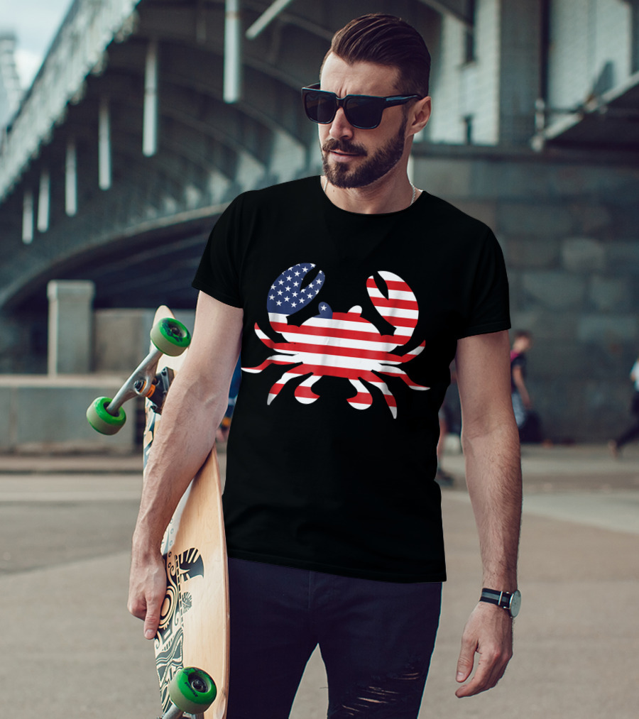 American Flag Crab USA Patriotic T-Shirt