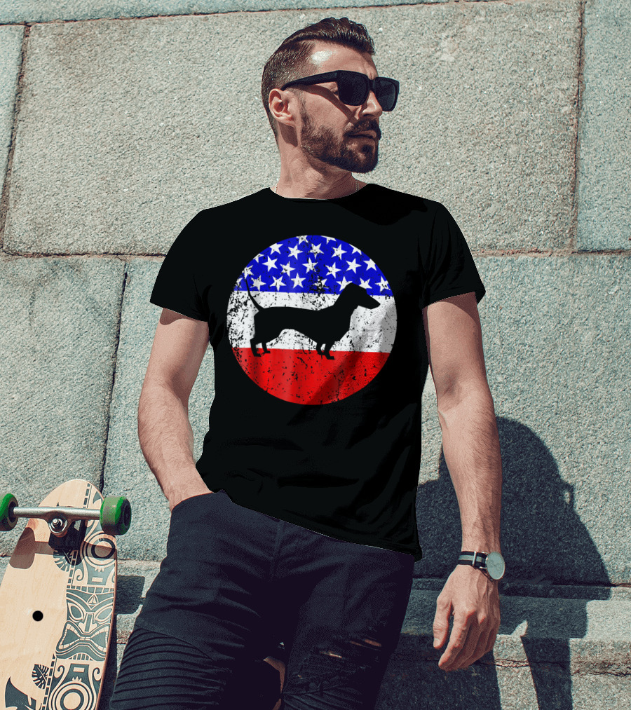 American Flag Dachshund Silhouette T-Shirt