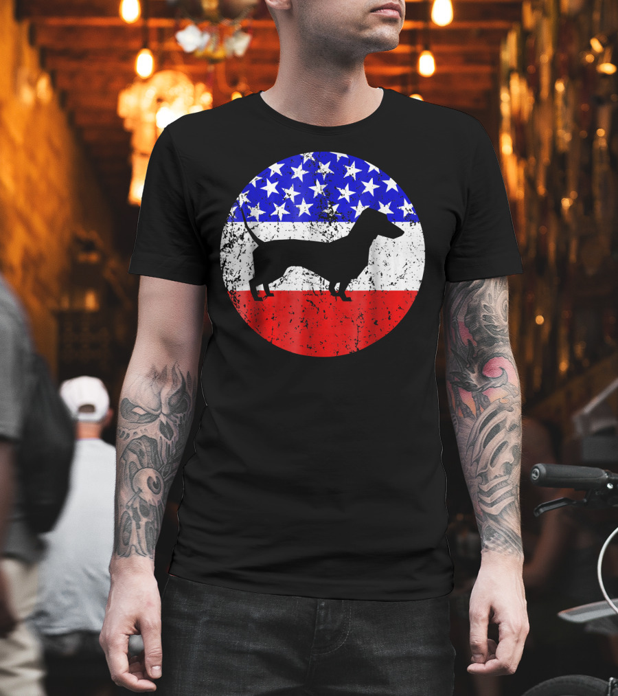 American Flag Dachshund Silhouette T-Shirt