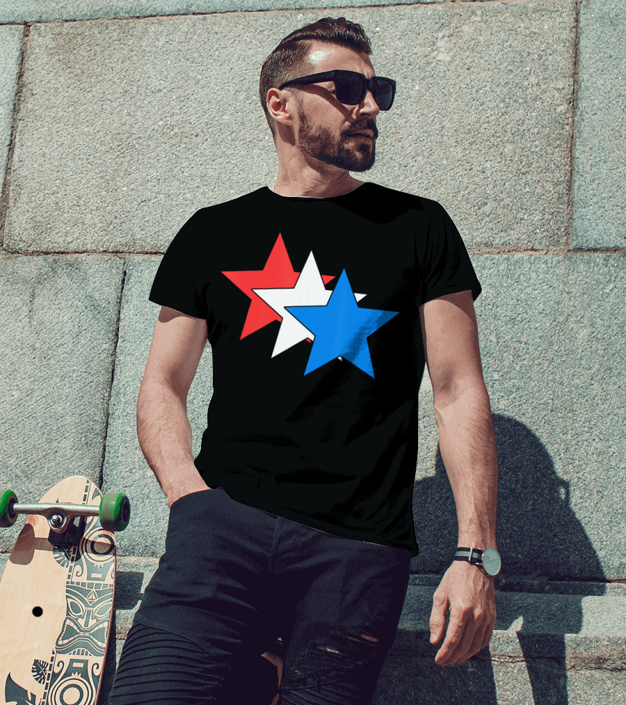 3 Three Stars Red White Blue American USA Fourth T-Shirt