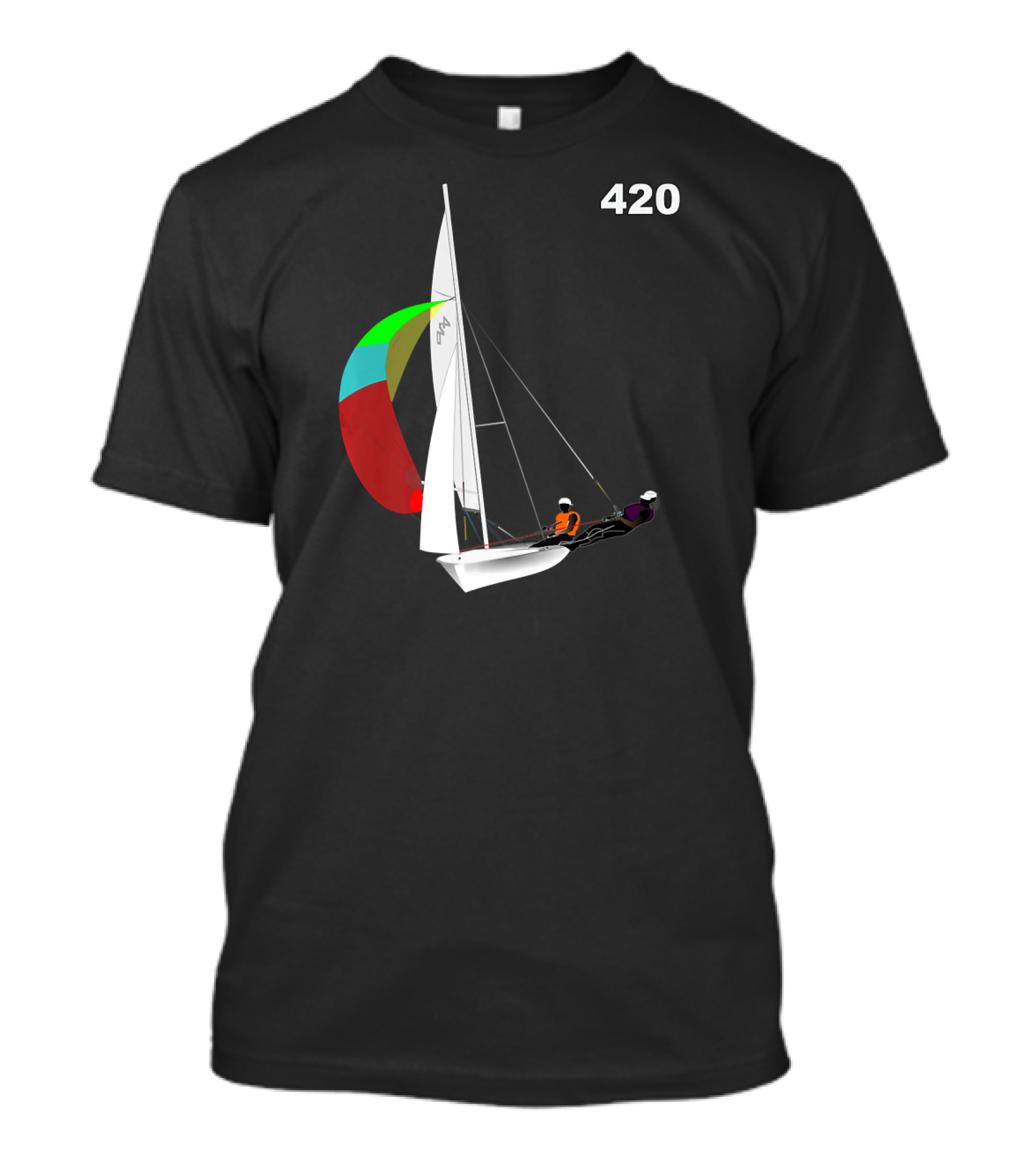 420 Sailing Dinghy Vibrant Spinnaker Racing T-Shirt