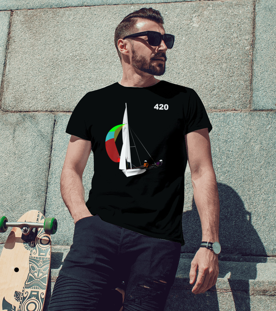 420 Sailing Dinghy Vibrant Spinnaker Racing T-Shirt