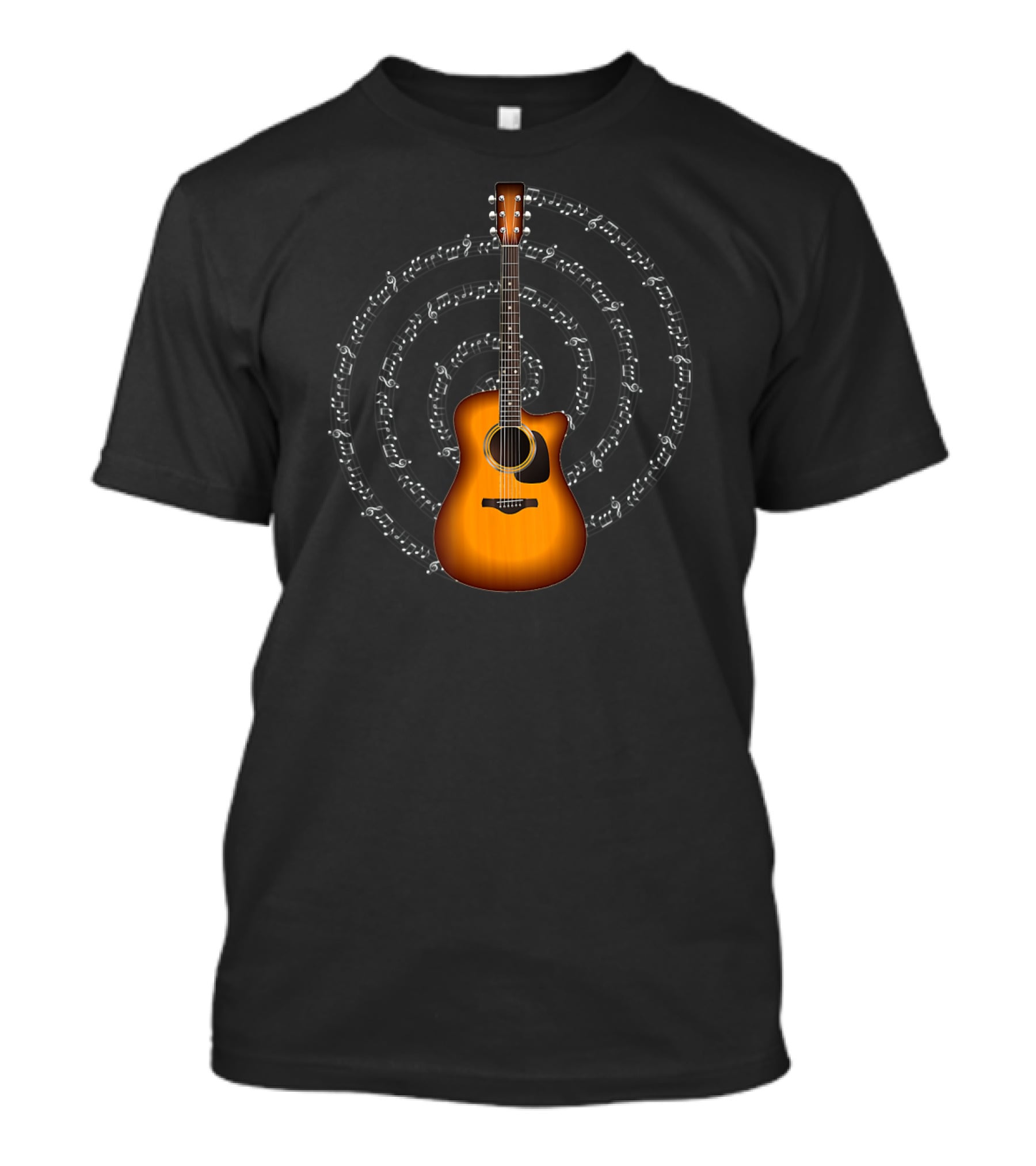 Acoustic Guitar With Circular Music Notation T-Shirt