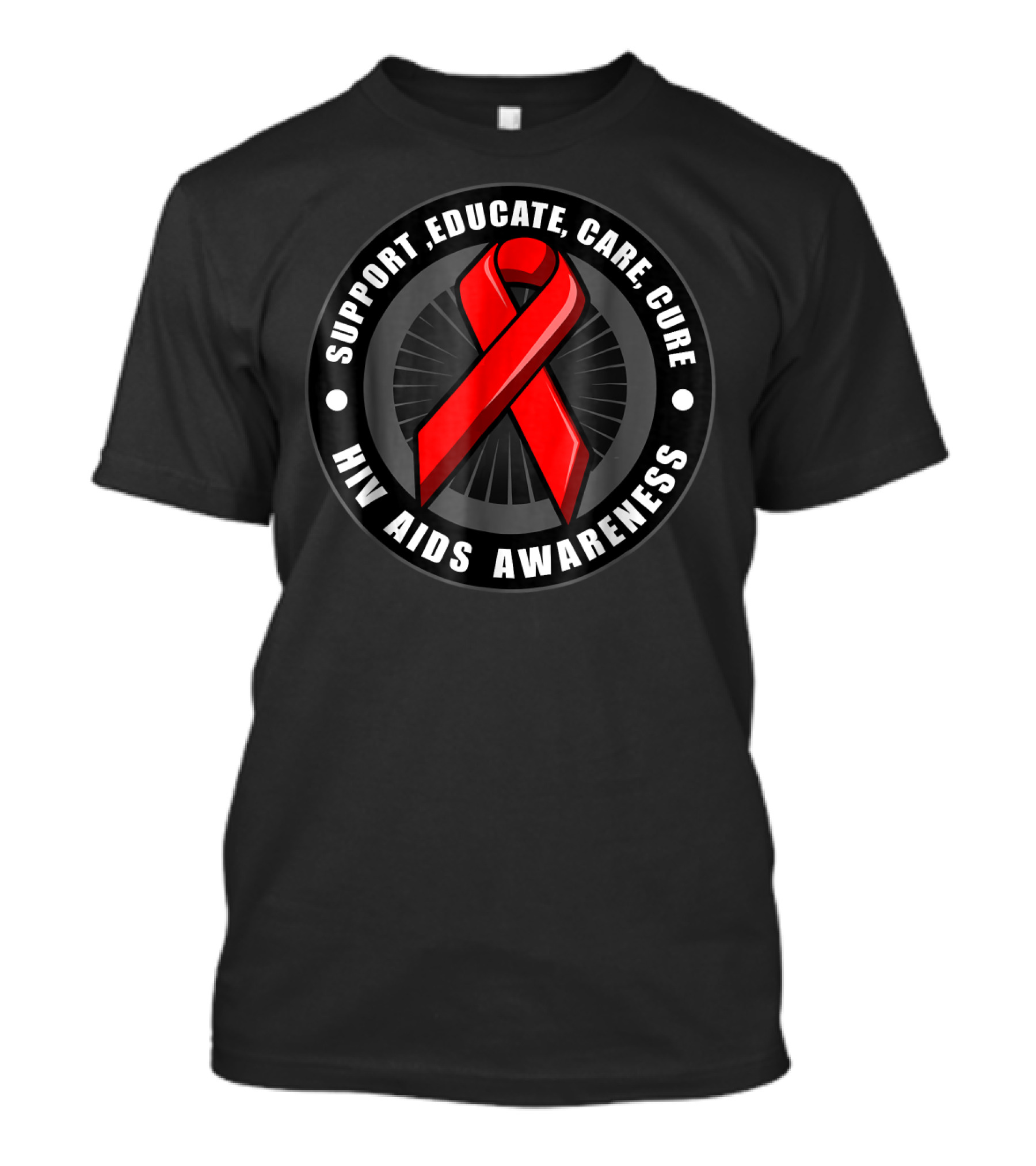 HIV AIDS Awareness Support Educate Care Cure T-Shirt