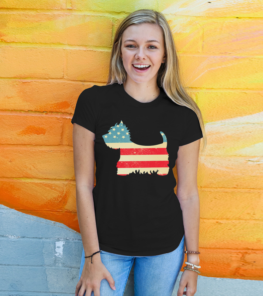 American Flag Vintage Westie T-Shirt