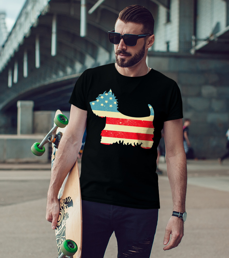 American Flag Vintage Westie T-Shirt