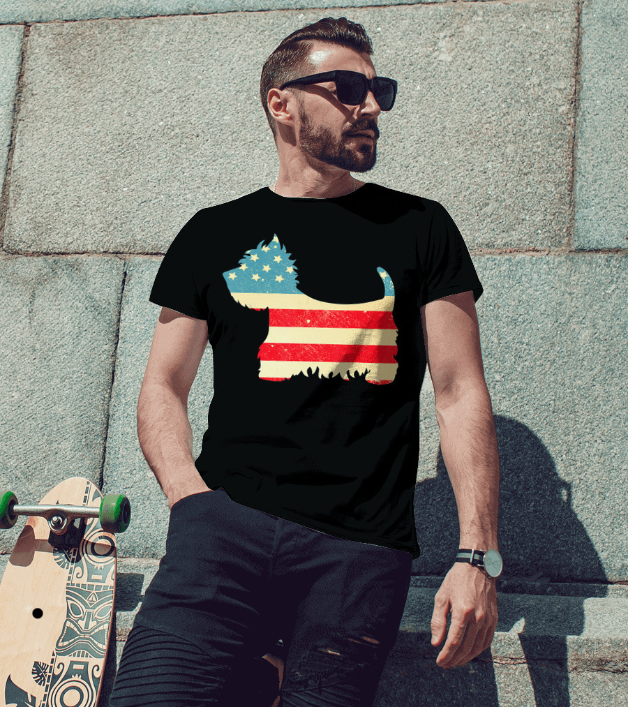 American Flag Vintage Westie T-Shirt