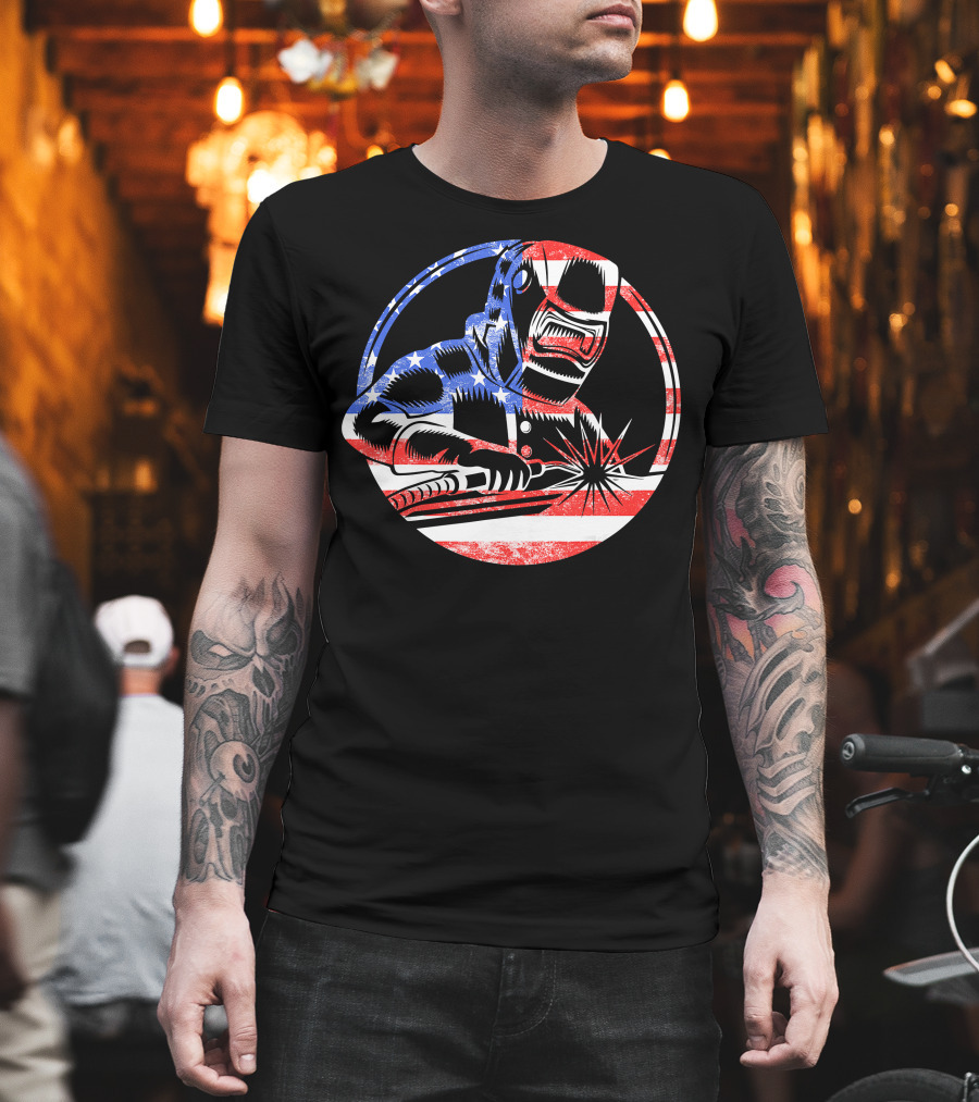 American Flag Welding USA Worker Welder T-Shirt