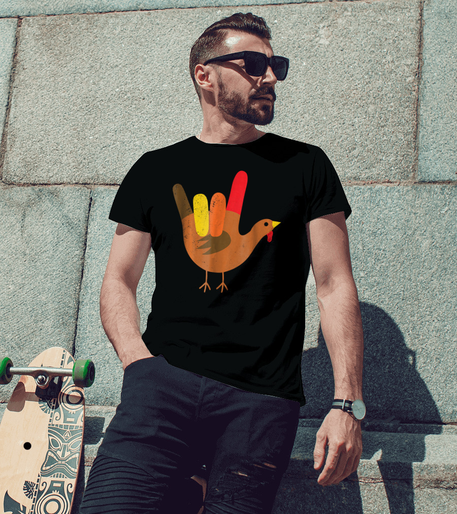 American Sign Language I Love You Thanksgiving Turkey T-Shirt