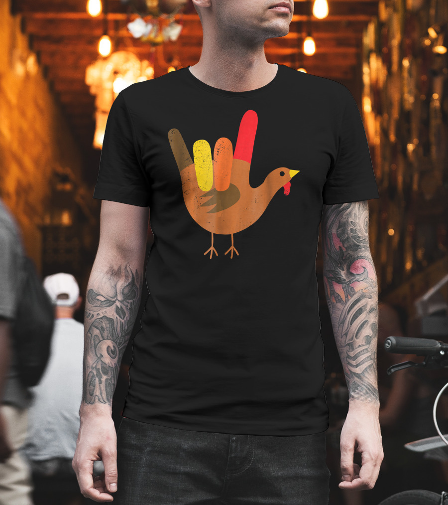 American Sign Language I Love You Thanksgiving Turkey T-Shirt
