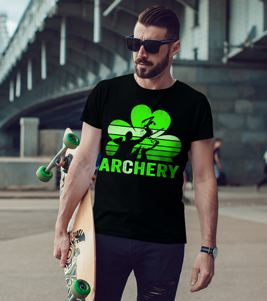 Archery Shamrock St Patrick's Day Bow And Arrow T-Shirt
