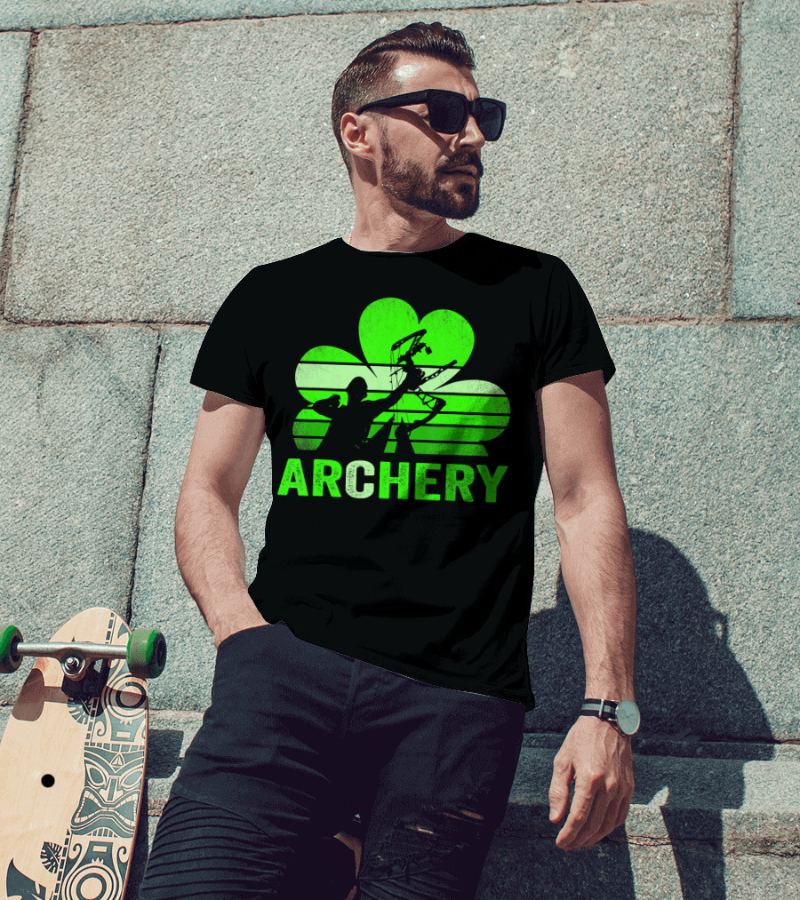 Archery Shamrock St Patrick's Day Bow And Arrow T-Shirt