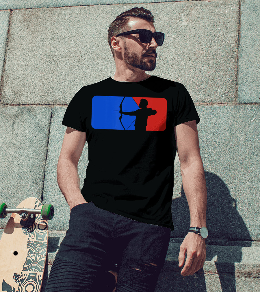 Archery Fans Lovers Bow Arrow Silhouette Red Blue T-Shirt