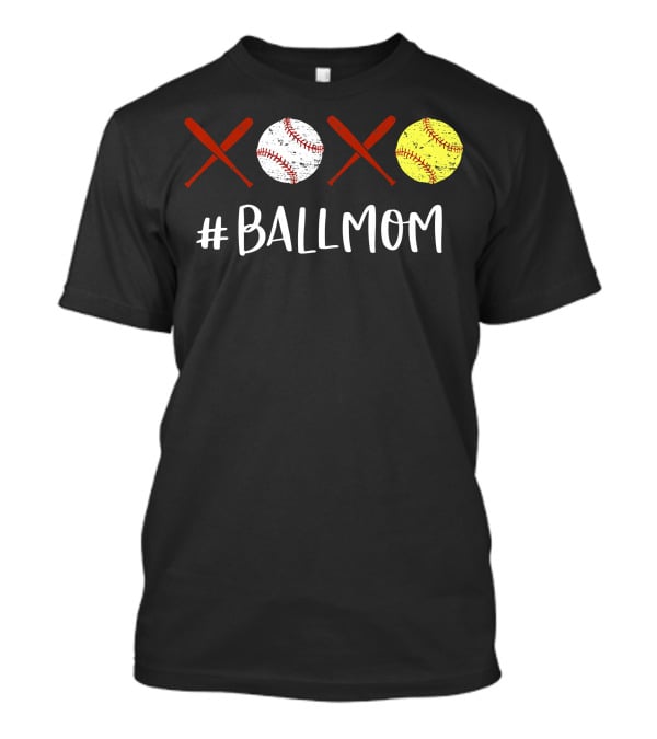 Ball Mom Baseball Softball XOXO T-Shirt