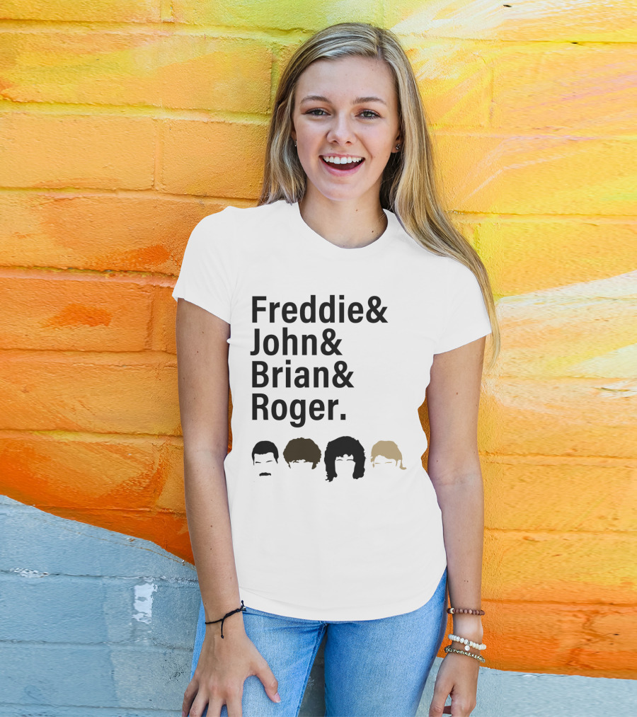 Freddie John Brian Roger Hair Silhouettes Queen Band Members T-Shirt