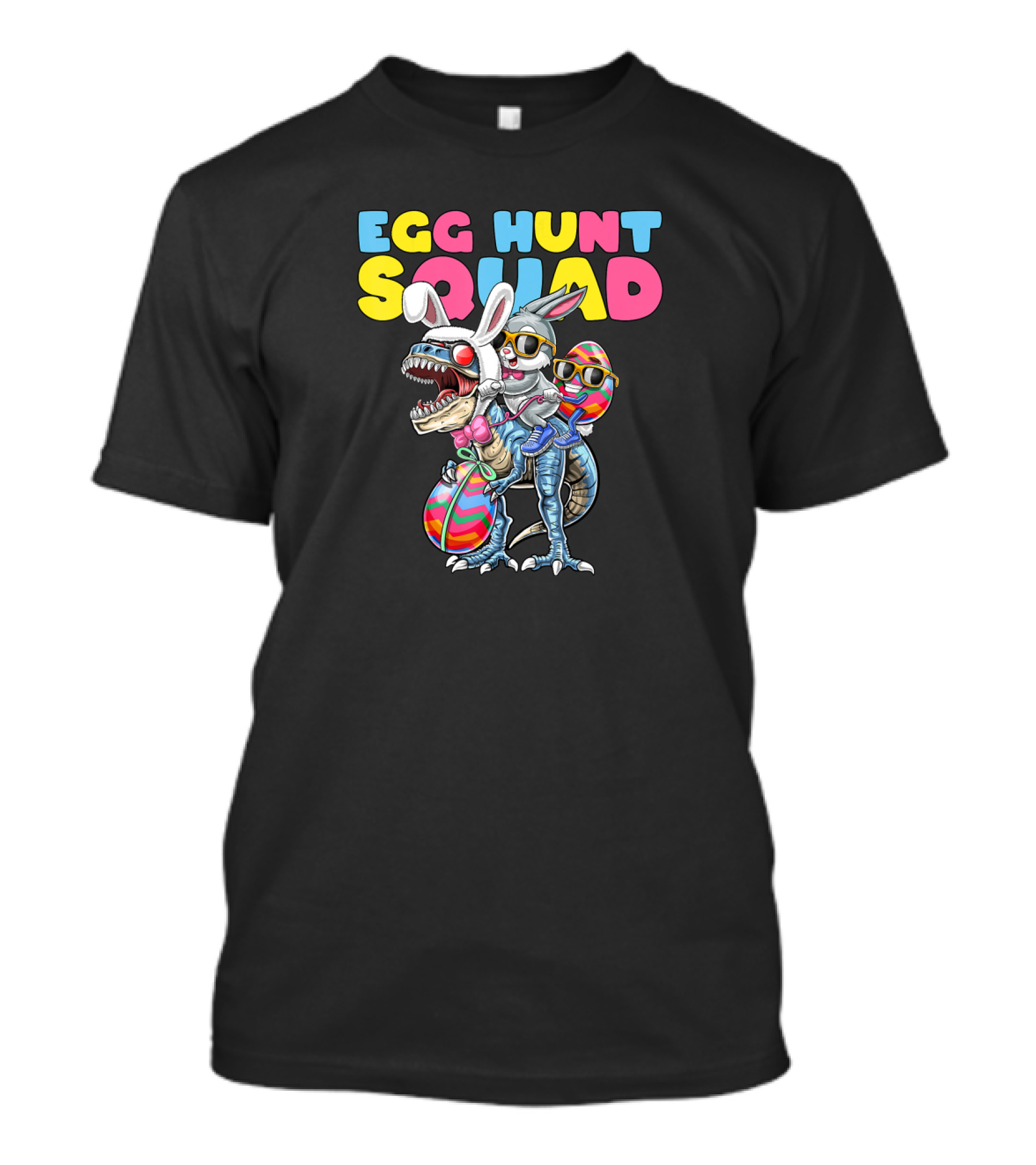 Egg Hunt Squad Easter Bunny Dinosaur With Rabbit Ears And Sunglasses T-Shirt