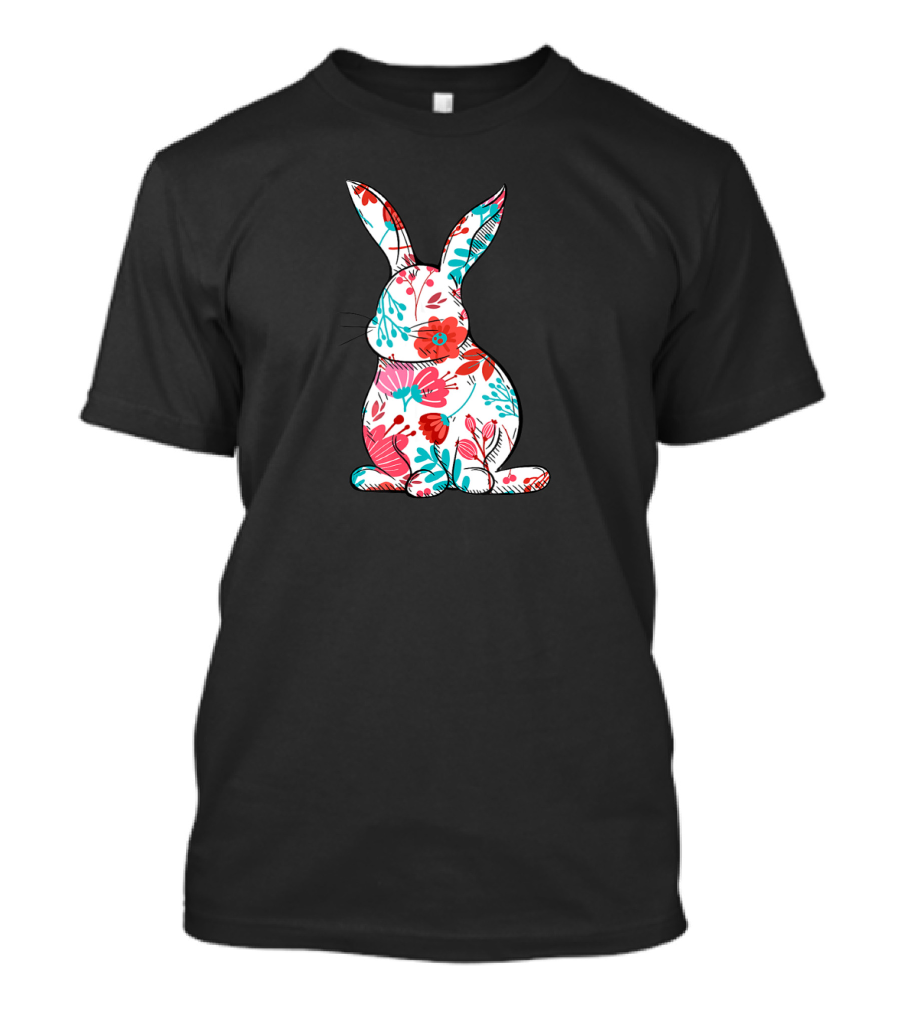 Easter Bunny With Colorful Floral Pattern For Women T-Shirt