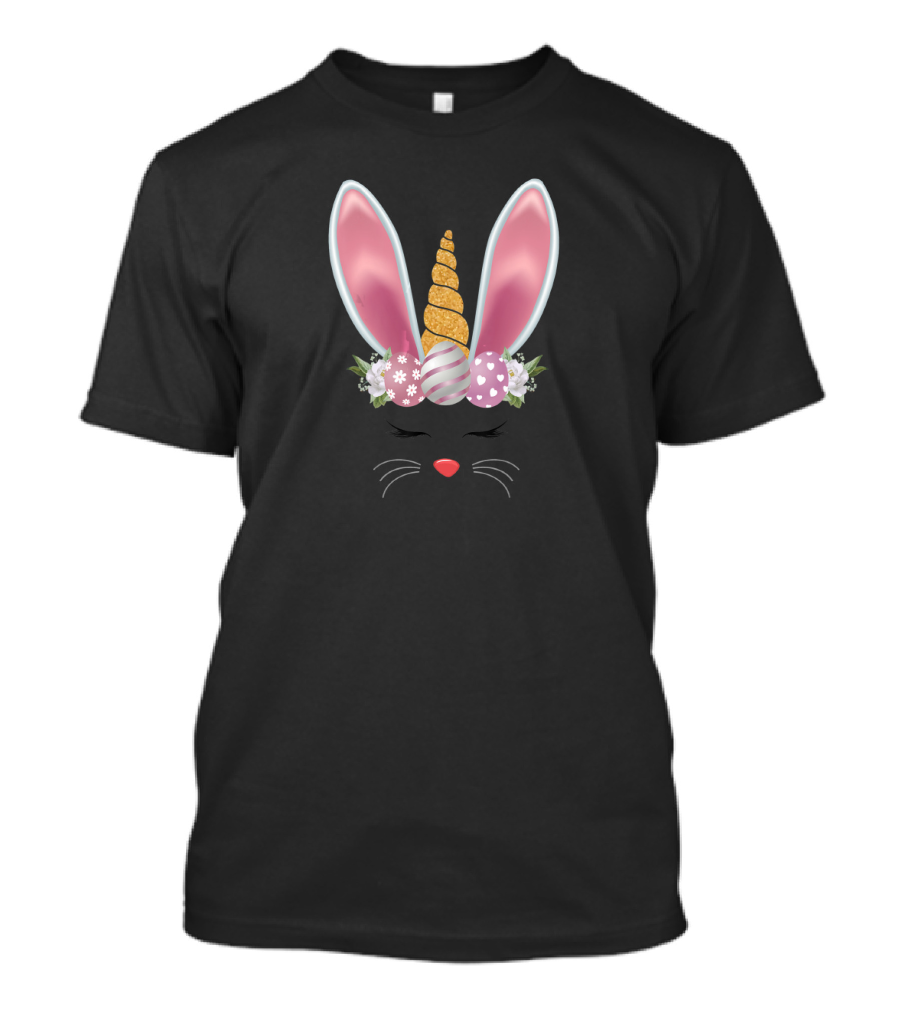 Cute Floral Unicorn Bunny Ears Easter Day Girls T-Shirt