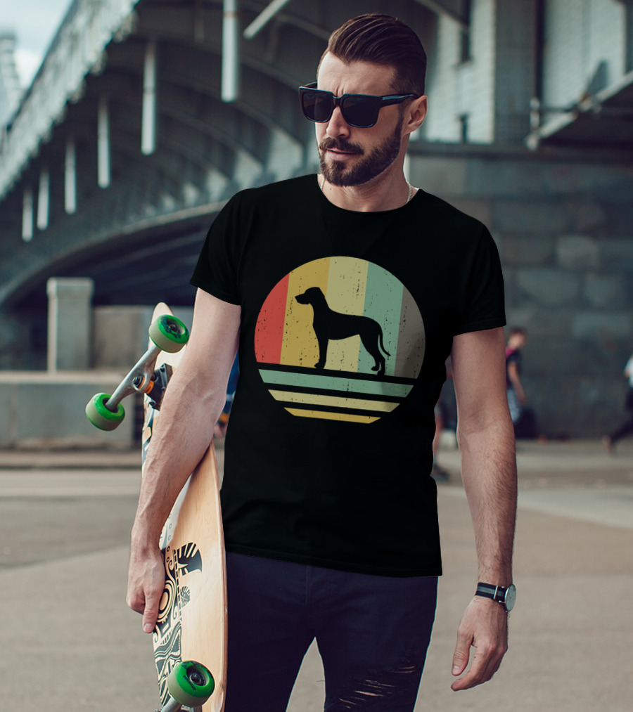 Vintage Retro Catahoula Leopard Dog Silhouette Stripes T-Shirt